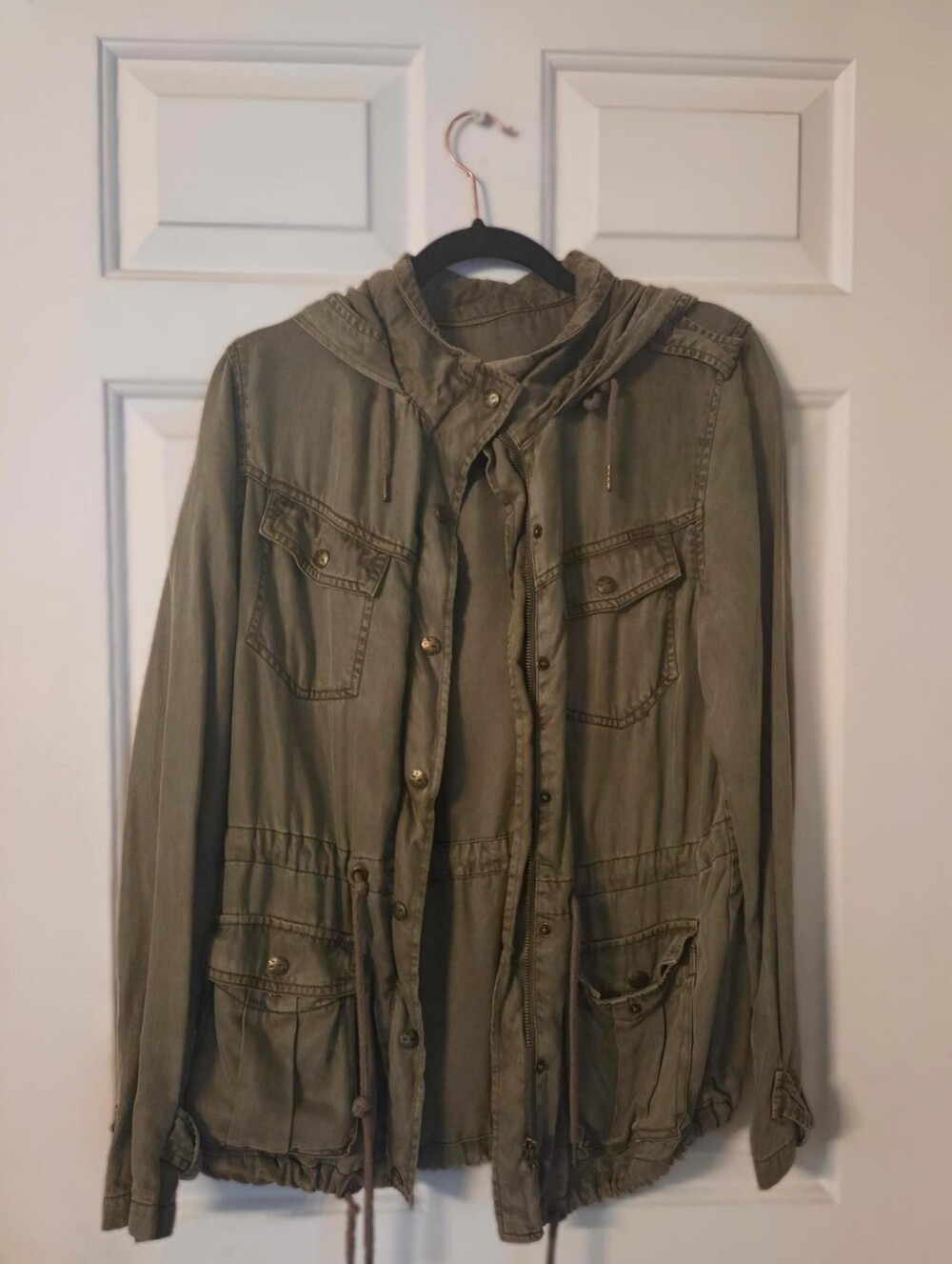 Max Jeans Olive Green Military Field Jacket with Hood